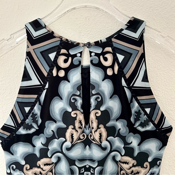 Hale Bob Emery Dress A-Line Sleeveless Stretch Blue Black White Gray Size Small - Picture 9 of 16